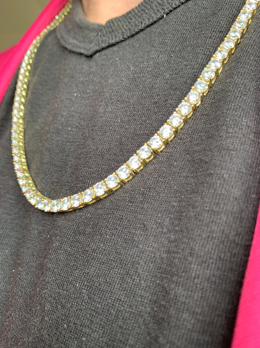 5mm Tennis Chain | Brass Plated 14K Gold