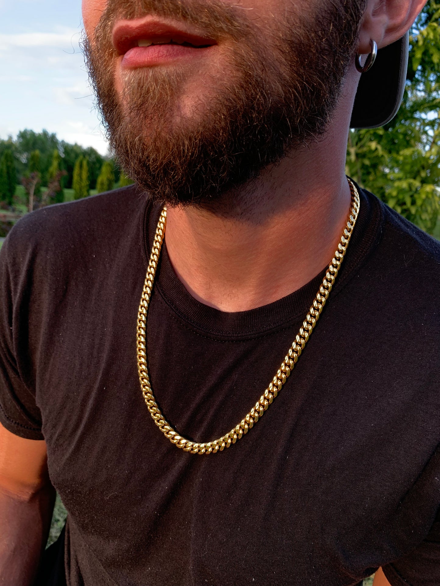 8mm | Miami Cuban Link Chain, Stainless Steel | 18k Gold Plated