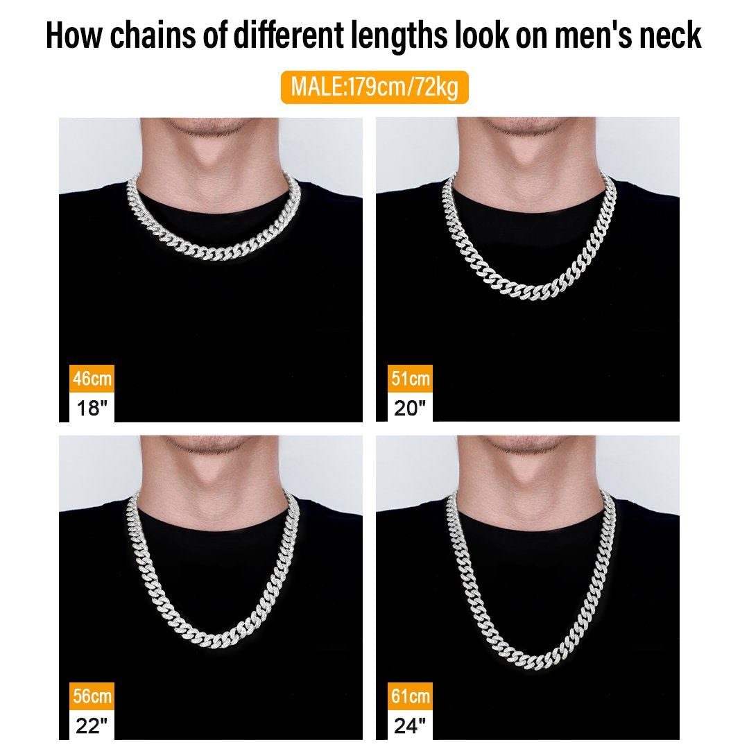 Wholesale KRKC 12mm Iced Out Box Clasp Mens Cuban Link Chain in White Gold