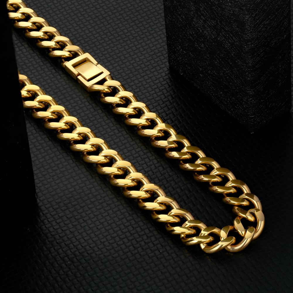 Wholesale KRKC 12mm Mens Cuban Link Curb Chain in 18K Gold