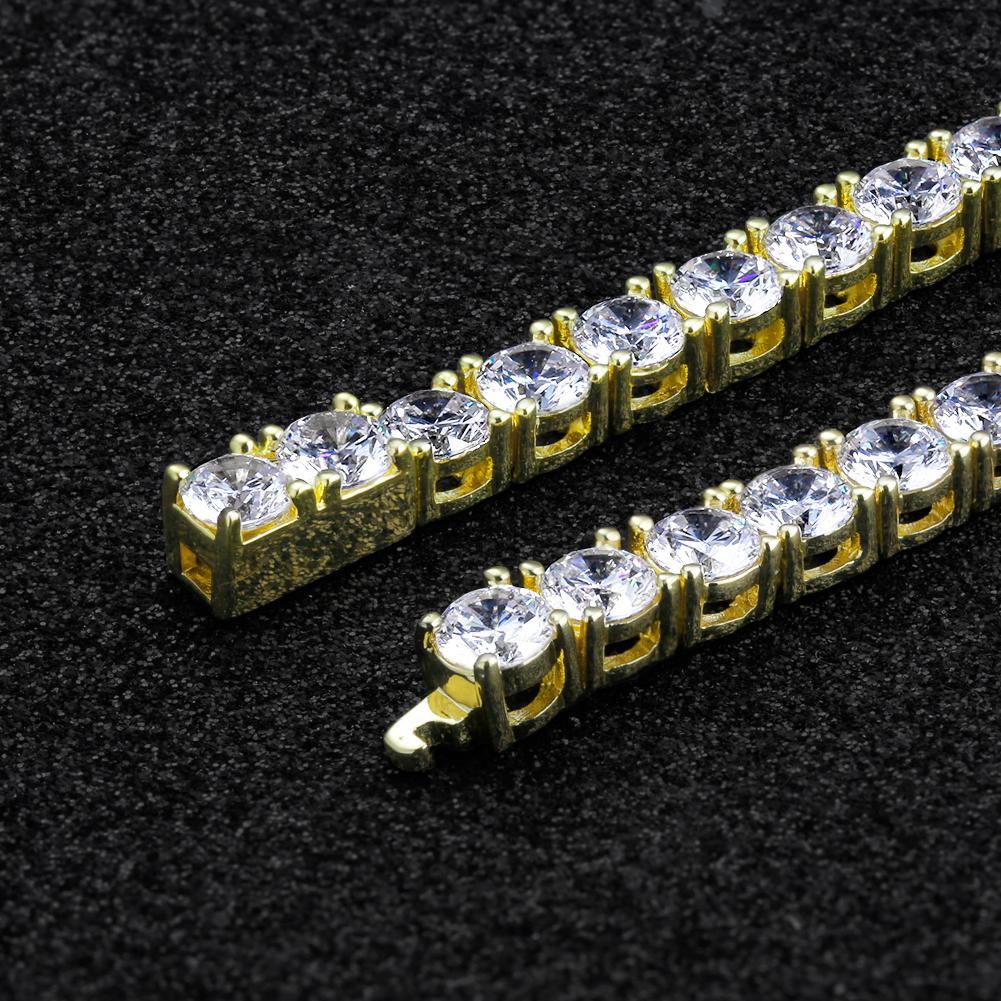 Wholesale Hip Hop Necklaces 5mm Iced Out Diamond Tennis Chain Plated 14K Gold Fashion Jewelry