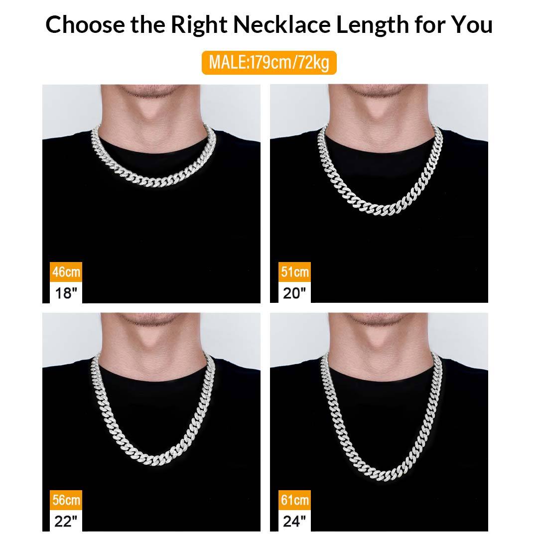 Wholesale KRKC 12mm Iced Out Mens Cuban Link Chain in White Gold