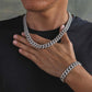 Wholesale KRKC 12mm Iced Out Mens Cuban Link Chain in White Gold