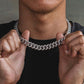 Wholesale KRKC 12mm Iced Out Mens Cuban Link Chain in White Gold