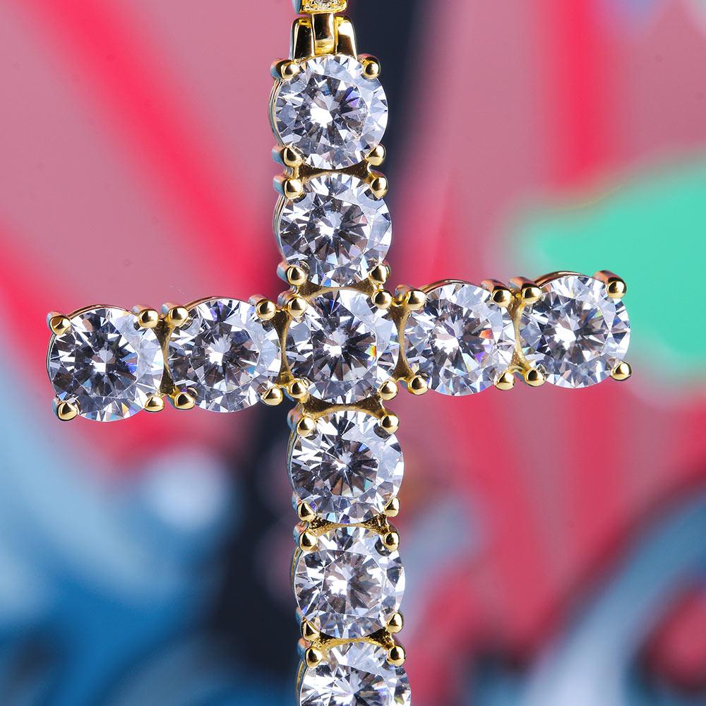 Cross Pendant | Iced out | 14k Gold