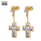 Dangle & Cross Iced CZ Earrings Studs