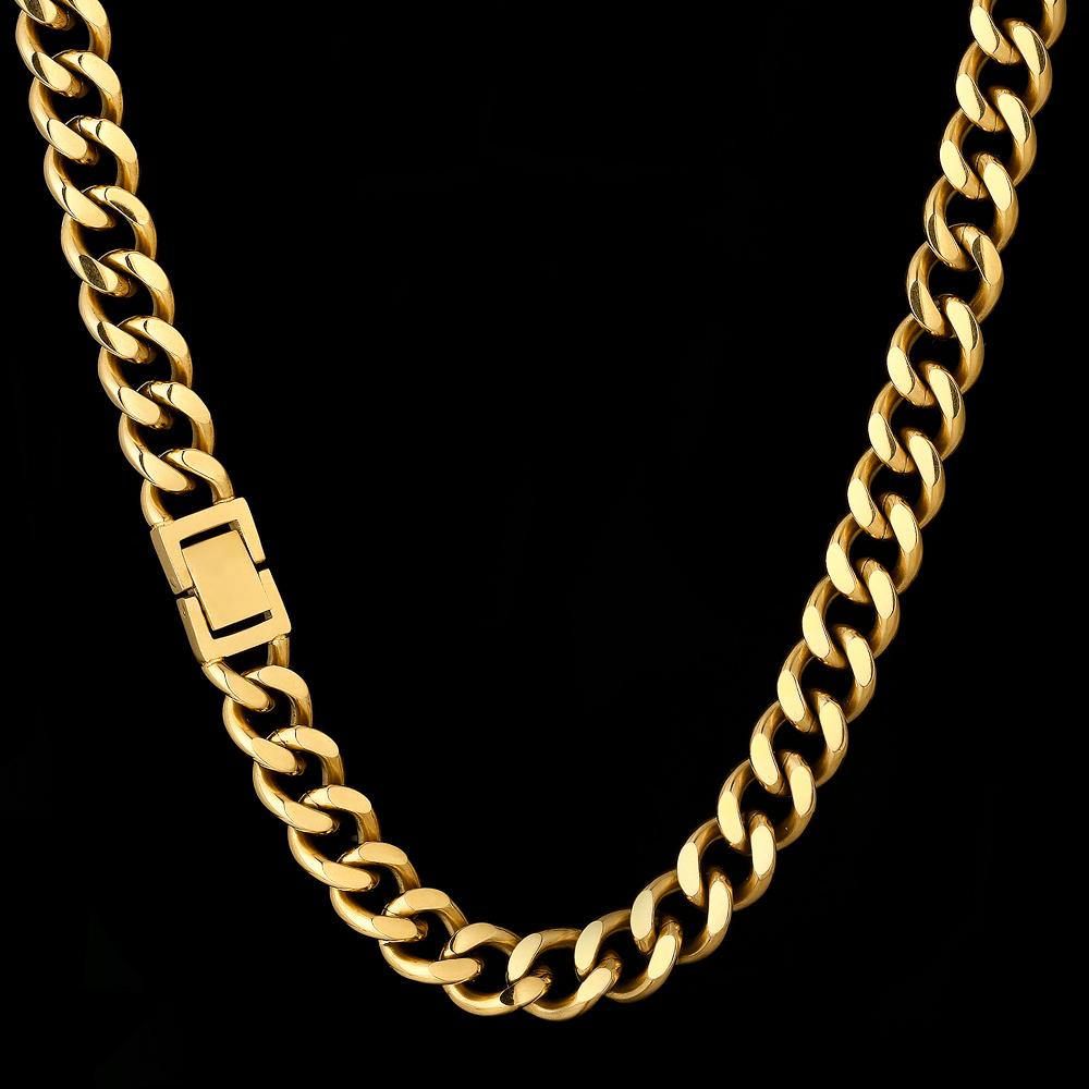 Wholesale KRKC 12mm Mens Cuban Link Curb Chain in 18K Gold