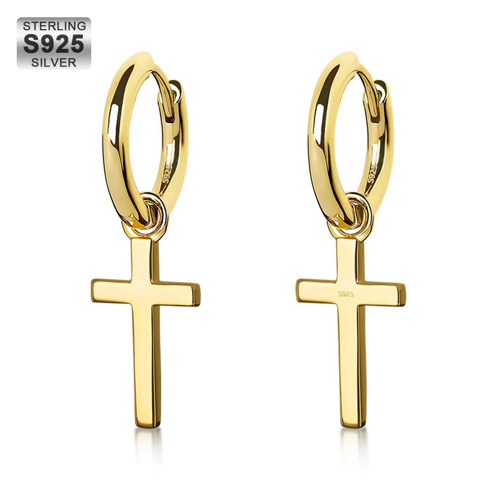 14K | Dangle Cross & Hoop Earrings