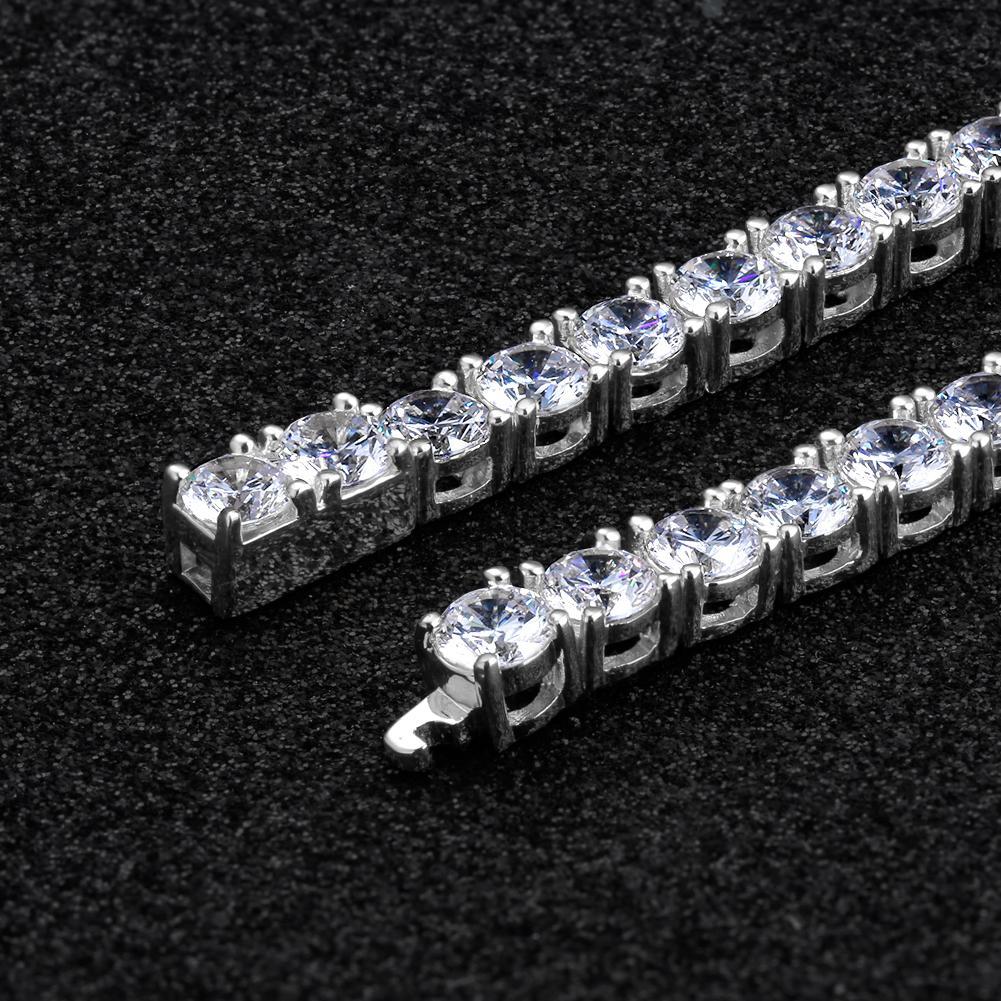 Wholesale Hip Hop Chains 925 Sterling Silver Tennis Chain With Iced Out CZ Diamond For Hip Hop Jewelry