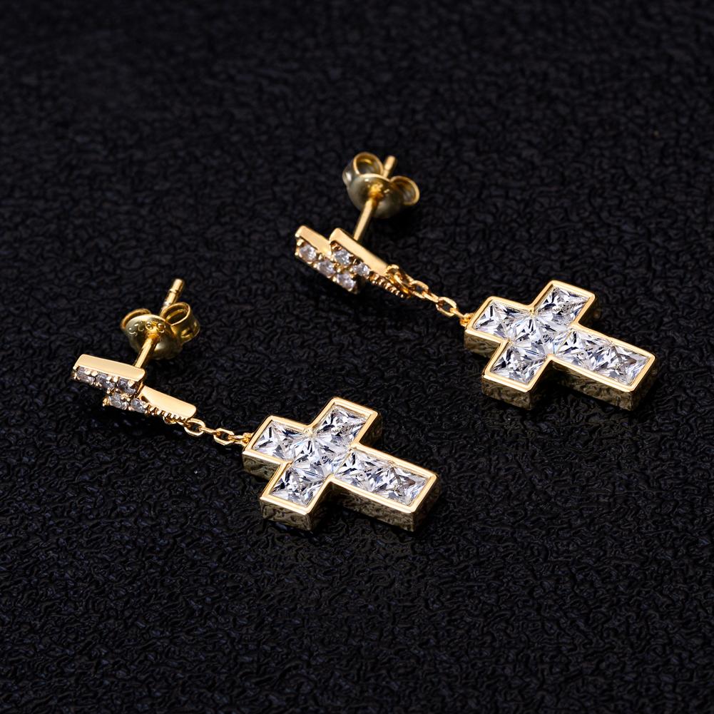 Cross 925 silver | Dangle Earrings Lightning Cubic Zirconia Stone