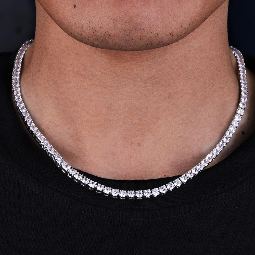 Wholesale Hip Hop Chains 925 Sterling Silver Tennis Chain With Iced Out CZ Diamond For Hip Hop Jewelry