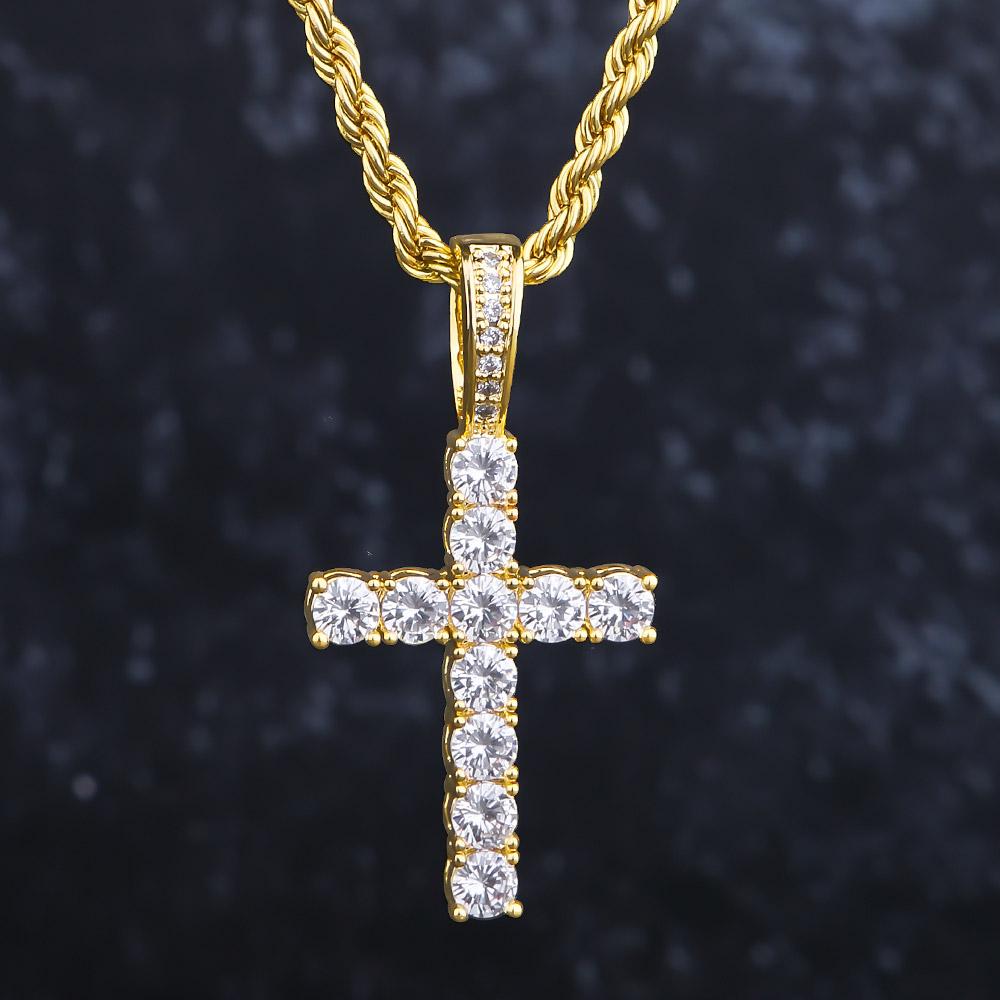 Cross Pendant | Iced out | 14k Gold