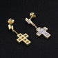 Dangle & Cross Iced CZ Earrings Studs