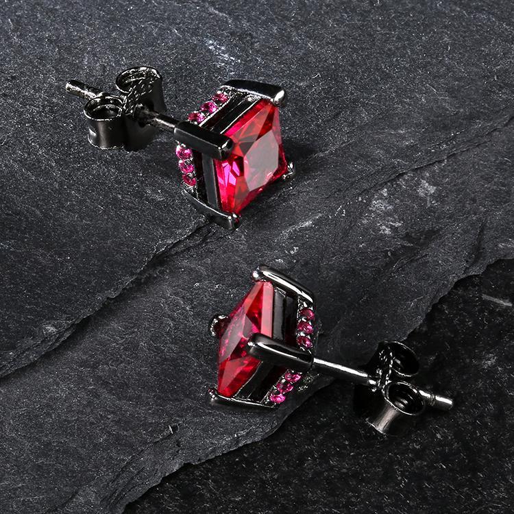 925 Sterling Silver Stud | Ruby CZ Earrings