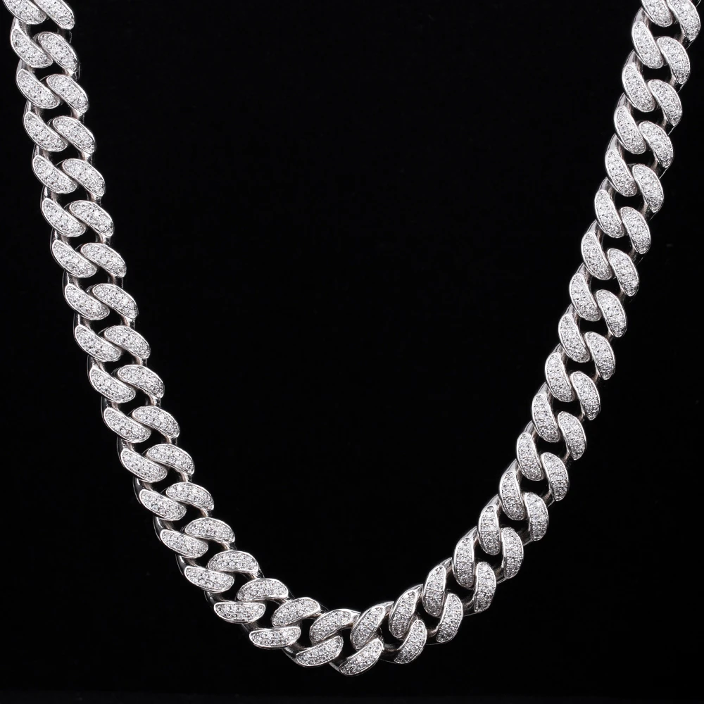 Wholesale KRKC 12mm Hip Hop Iced Cuban Link Chain In White Gold Or 14k Gold For Women