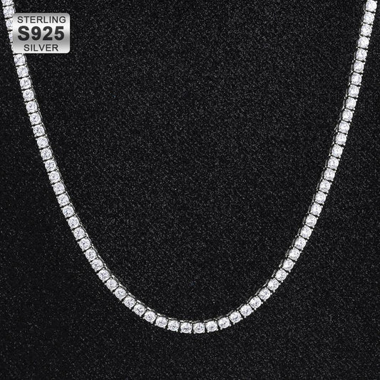 Wholesale Hip Hop Chains 925 Sterling Silver Tennis Chain With Iced Out CZ Diamond For Hip Hop Jewelry