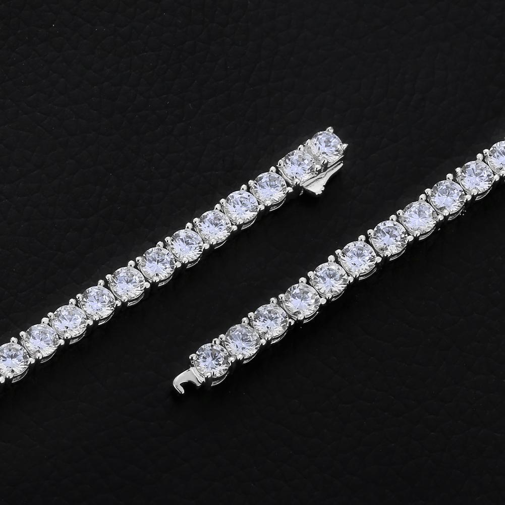 Wholesale Hip Hop Chains 925 Sterling Silver Tennis Chain With Iced Out CZ Diamond For Hip Hop Jewelry