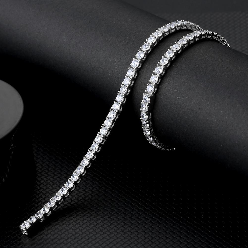 Wholesale Hip Hop Chains 925 Sterling Silver Tennis Chain With Iced Out CZ Diamond For Hip Hop Jewelry