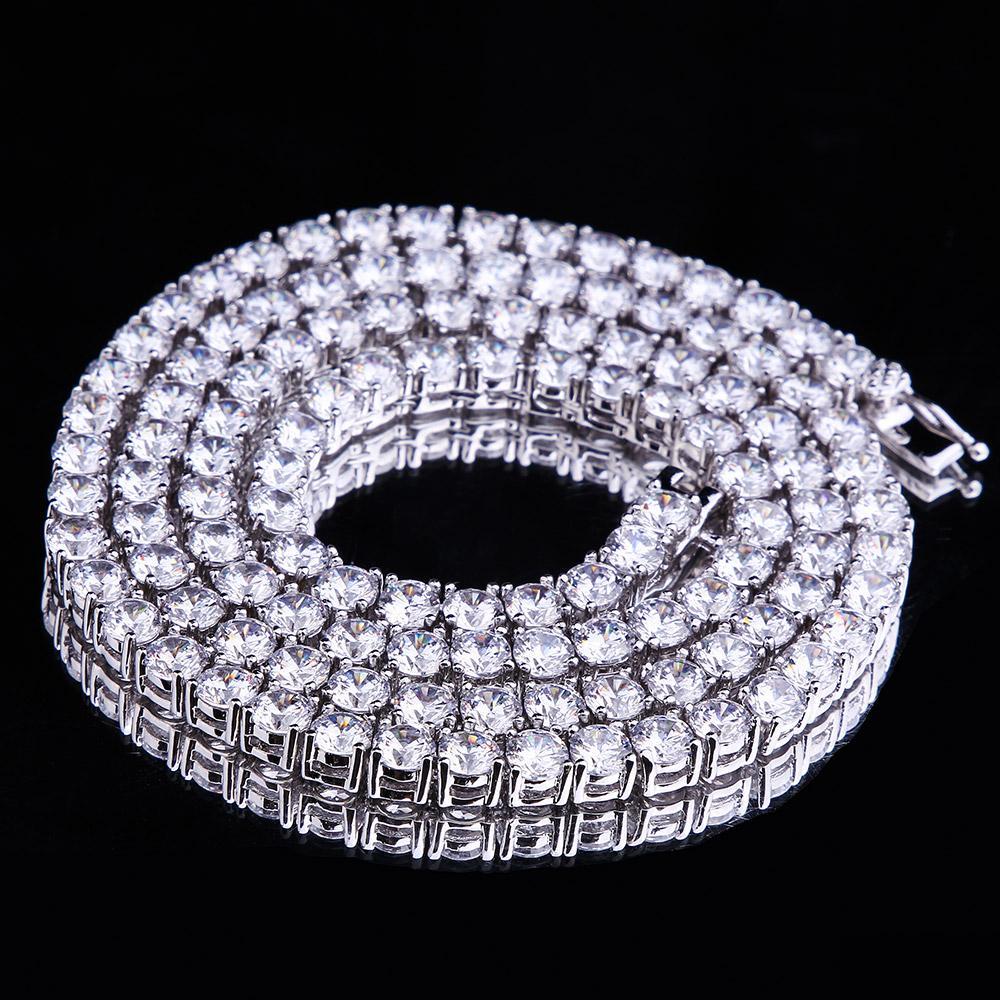 Wholesale Hip Hop Chains 925 Sterling Silver Tennis Chain With Iced Out CZ Diamond For Hip Hop Jewelry