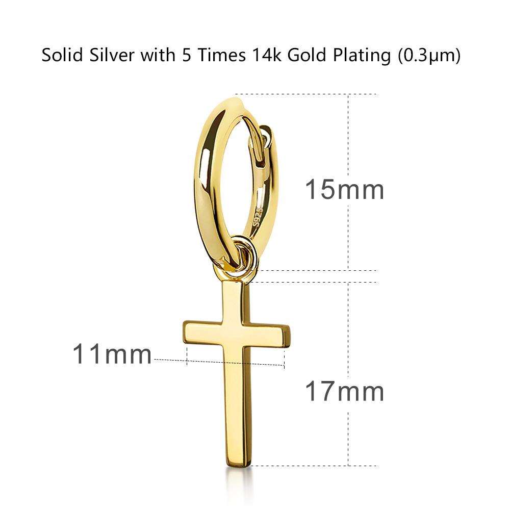 Iris Cross 925 Silver | Dangle Earrings | Plated 14k Gold