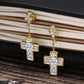 Dangle & Cross Iced CZ Earrings Studs