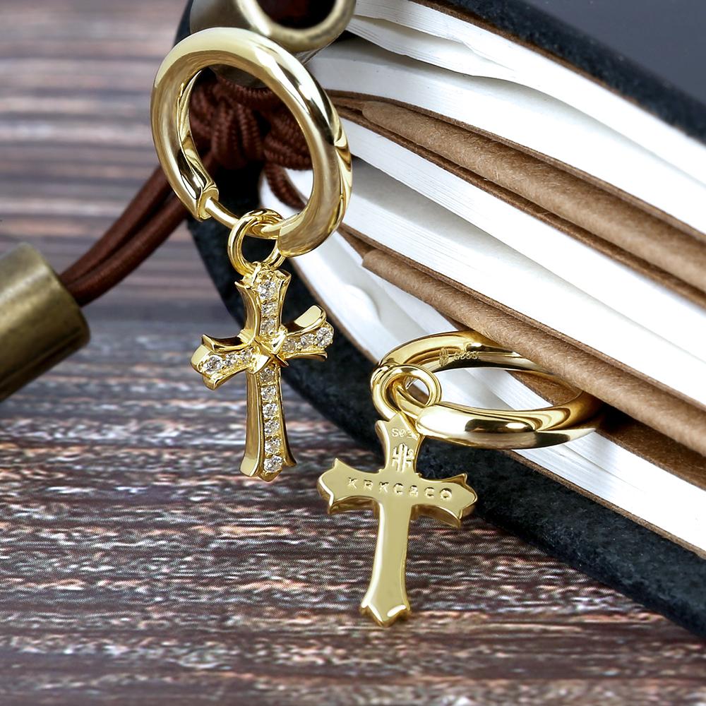 Iris Cross 925 Silver | Dangle Earrings | Plated 14K Gold & Stones