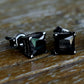 S925 Sterling Silver Stud Earrings Faceted | Black Diamond CZ