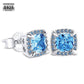 925 Sterling Silver | Stud Earrings | Iced Square | Princess Cut CZ