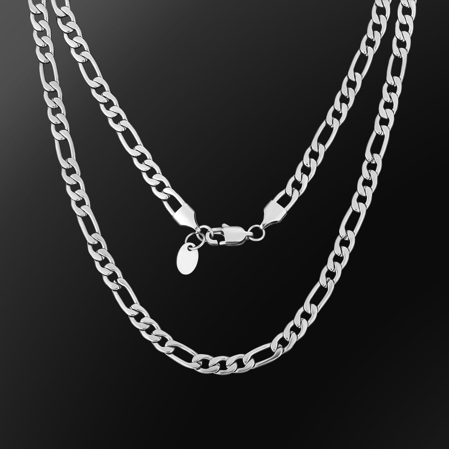 Figaro Chain | 5mm | 18k White Gold Plating