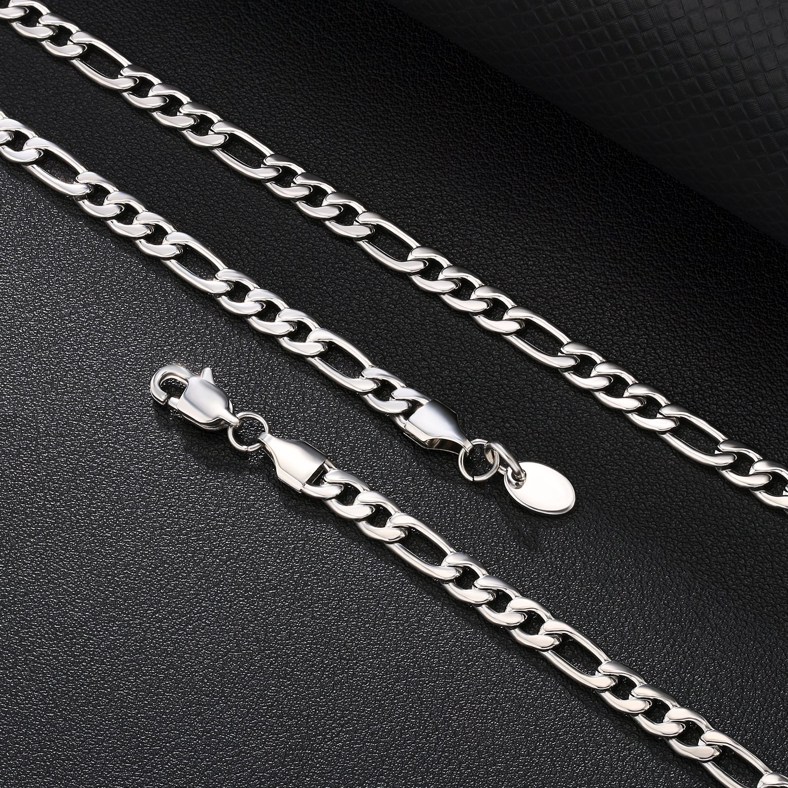 Figaro Chain | 5mm | 18k White Gold Plating