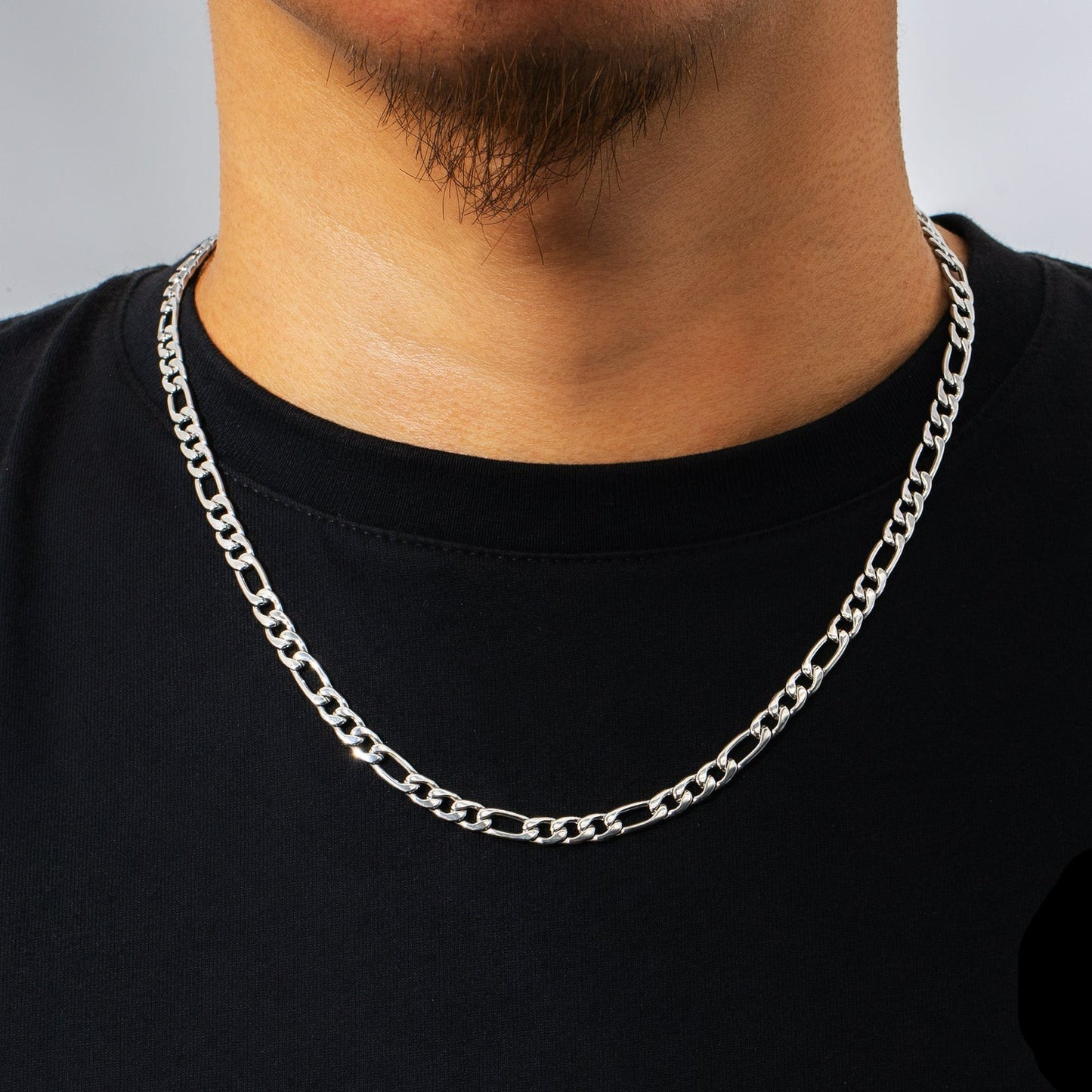 Figaro Chain | 5mm | 18k White Gold Plating