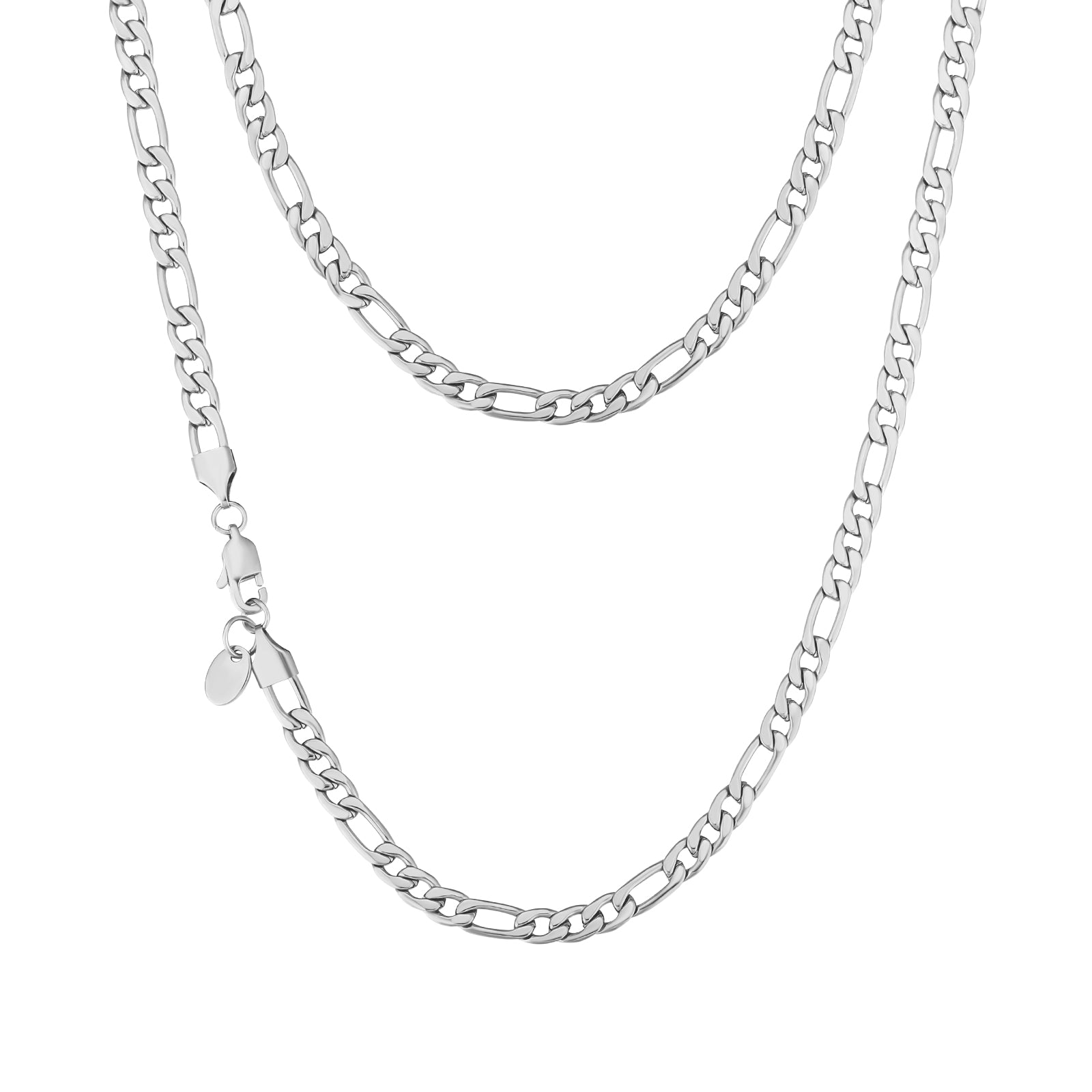 Figaro Chain | 5mm | 18k White Gold Plating