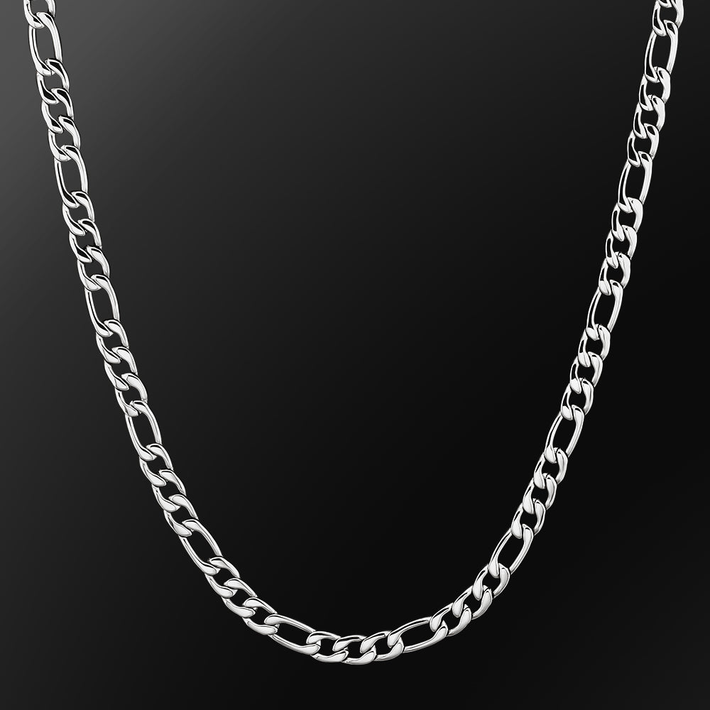 Figaro Chain | 7mm | 18k White Gold Plating