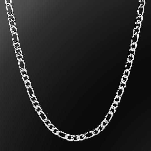 Figaro Chain | 7mm | 18k White Gold Plating