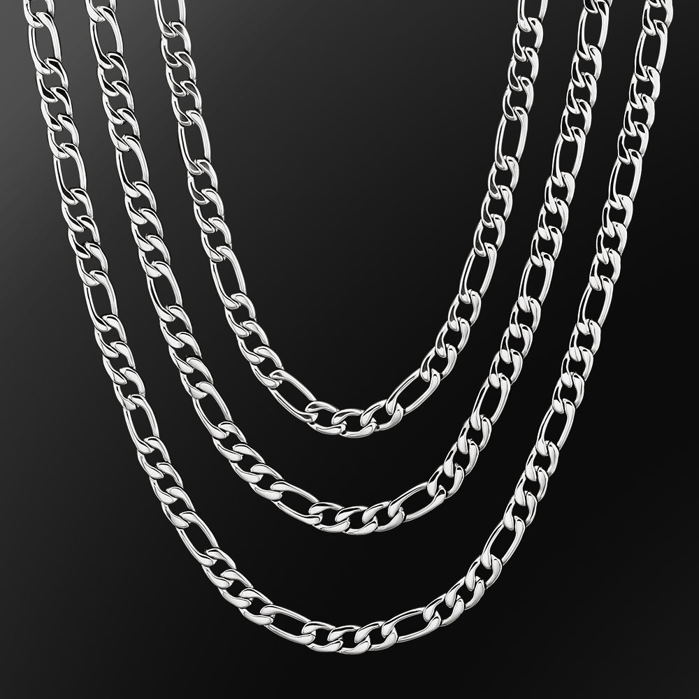 Figaro Chain | 7mm | 18k White Gold Plating