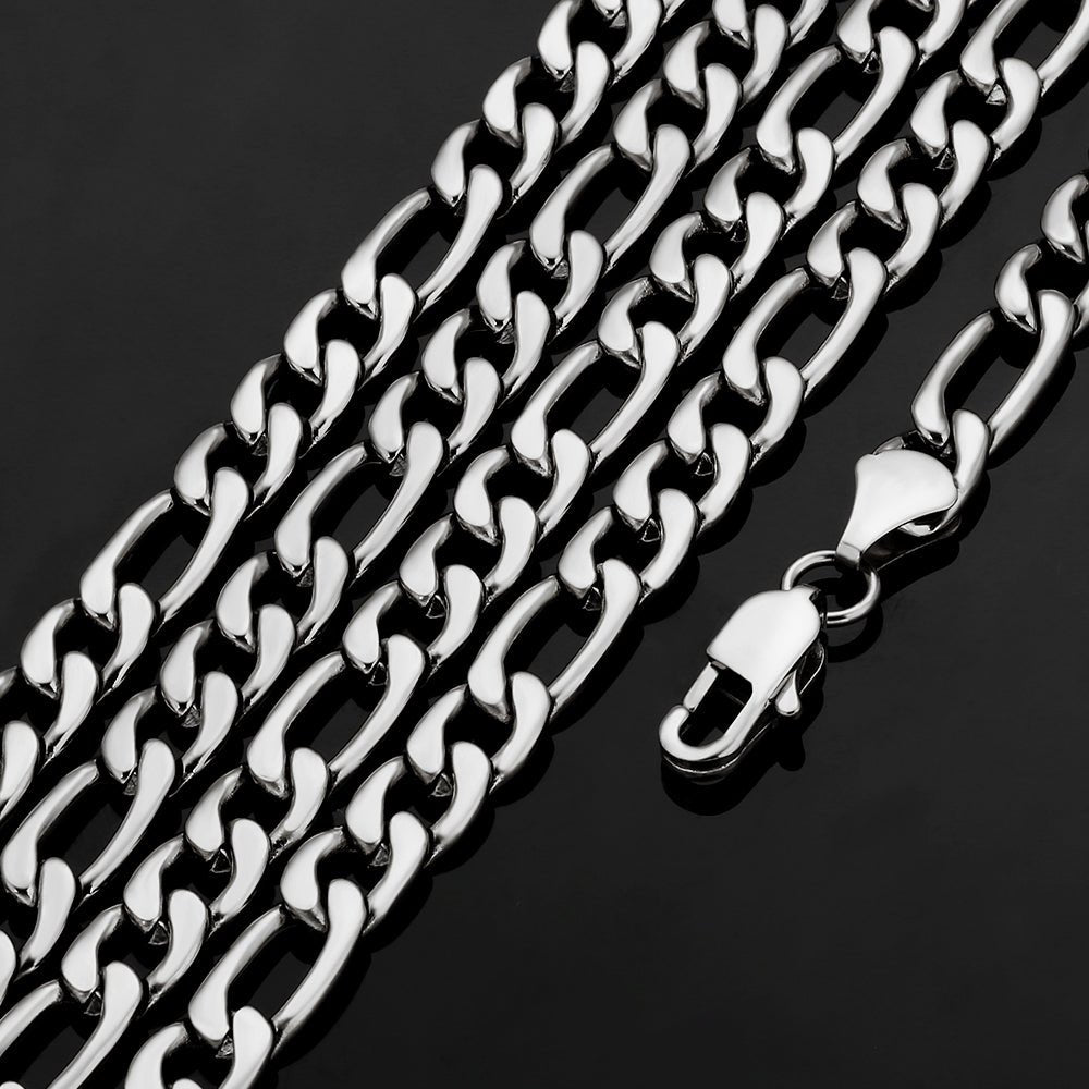 Figaro Chain | 7mm | 18k White Gold Plating