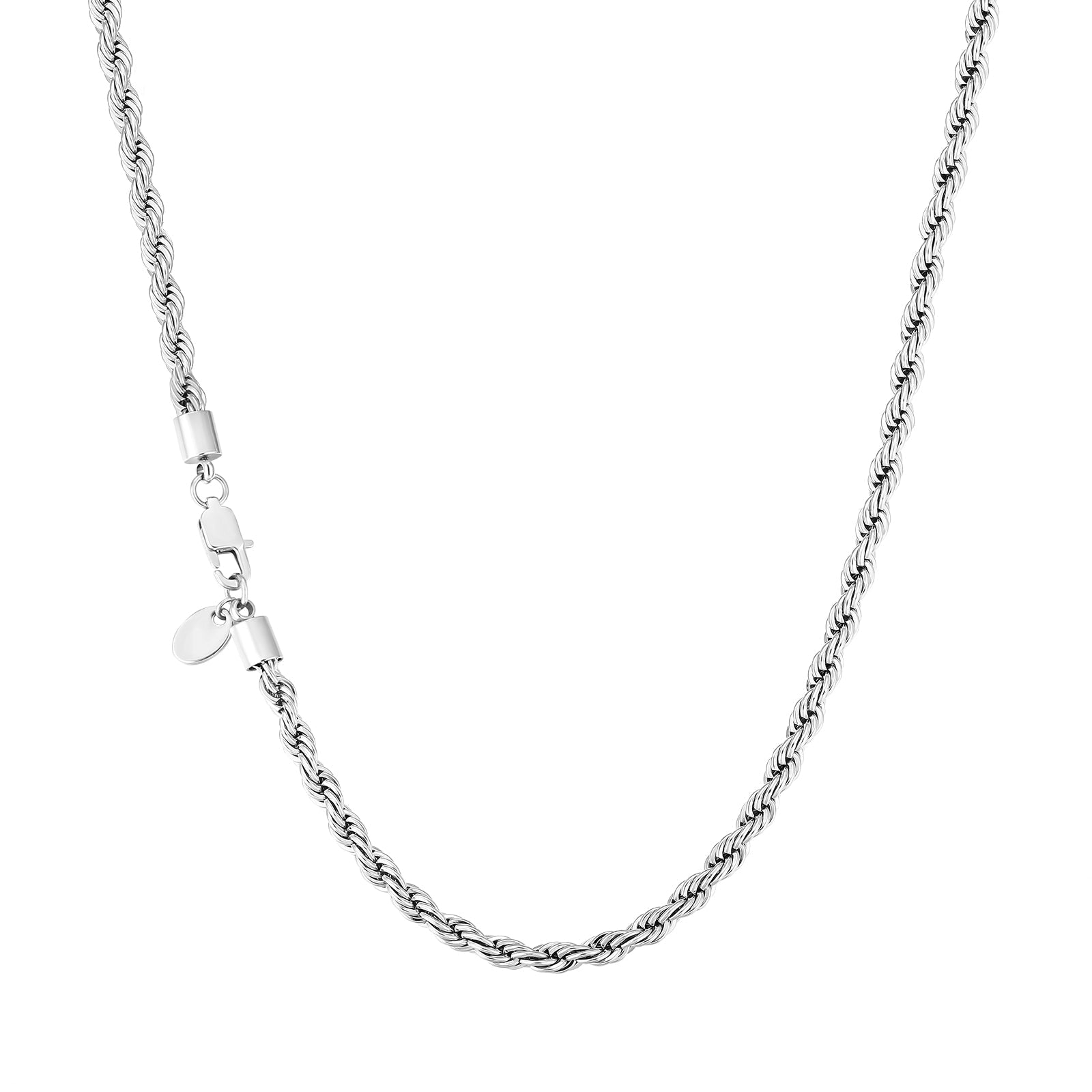 3mm Rope Chain | Stainless Steel | White Gold Plated For Men and Women