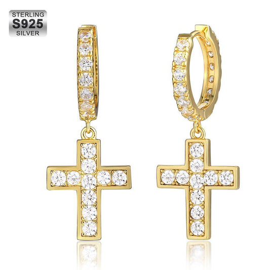 Cross Earrings | With CZ stones | 925 Silver