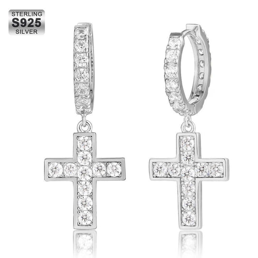 Cross Earrings | With CZ stones | 925 Silver