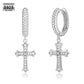 Dangle Hoop & Cross | Fully Iced out CZ Earrings