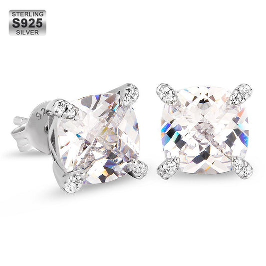 Black Diamond CZ | Stud Earrings, White Gold Plated
