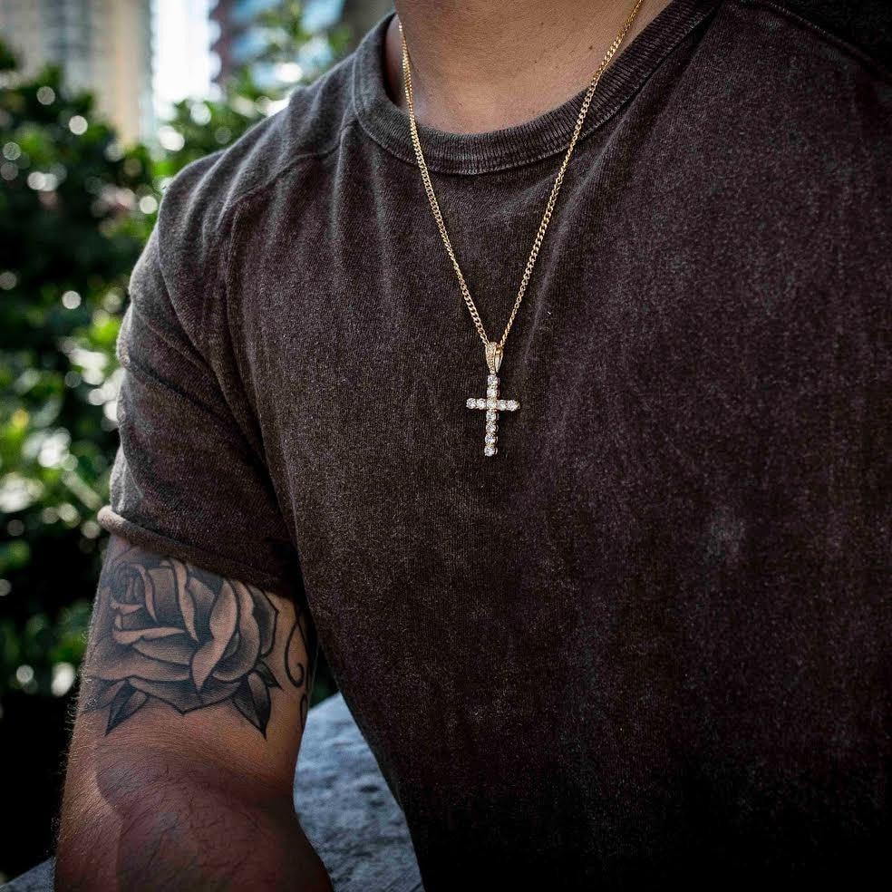 Cross Pendant | Iced out | 14k Gold