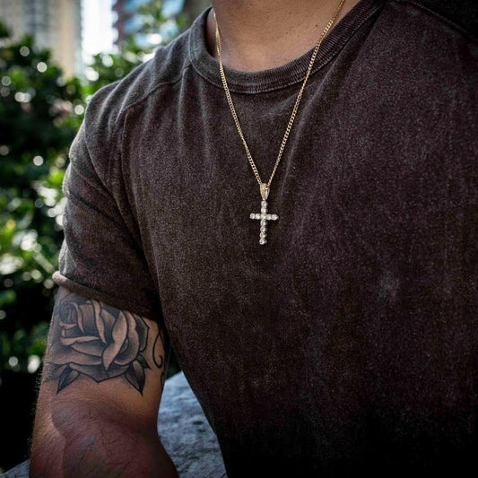 Cross Pendant | Iced out | 14k Gold