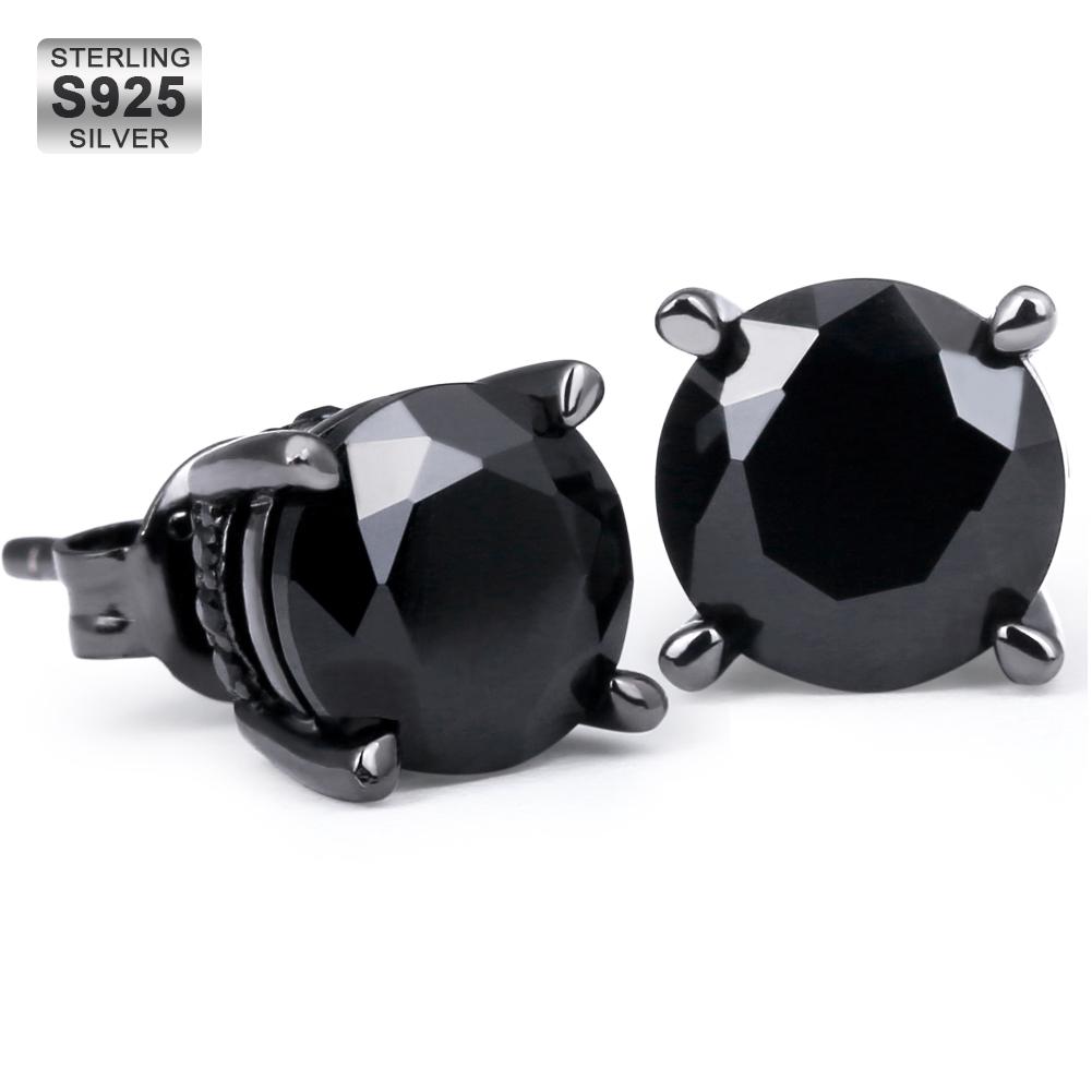 Black Diamond CZ | Stud Earrings, Black Gold Plated